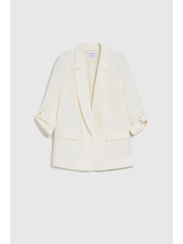 Moodo Elegantno bijelo sako sa prevrnutim rukavima Moodo