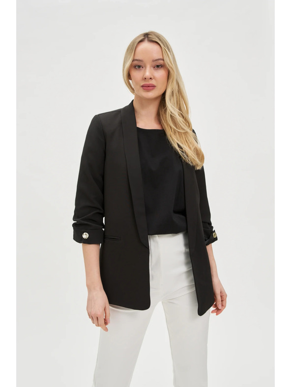 Moodo Sako sa naboranim 3/4 rukavima crne boje Moodo