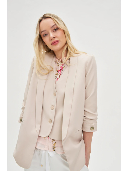 Moodo Bež sako sa naborima na 3/4 rukavima Moodo