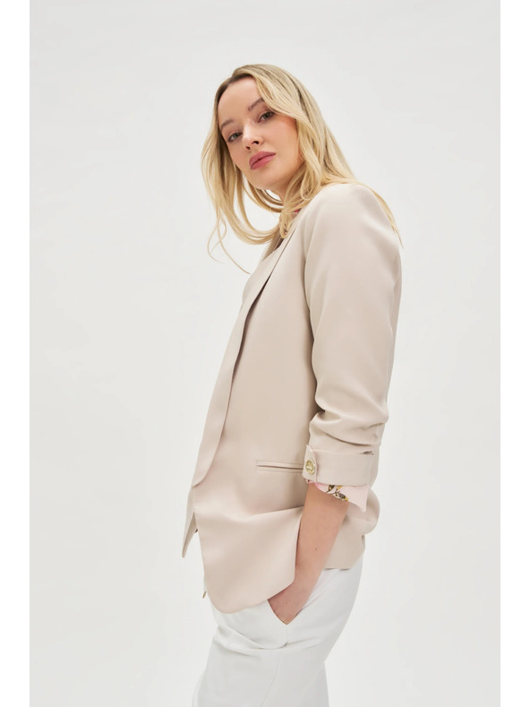 Moodo Bež sako sa naborima na 3/4 rukavima Moodo