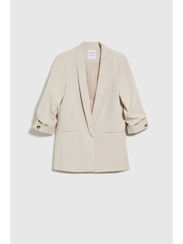 Moodo Bež sako sa naborima na 3/4 rukavima Moodo