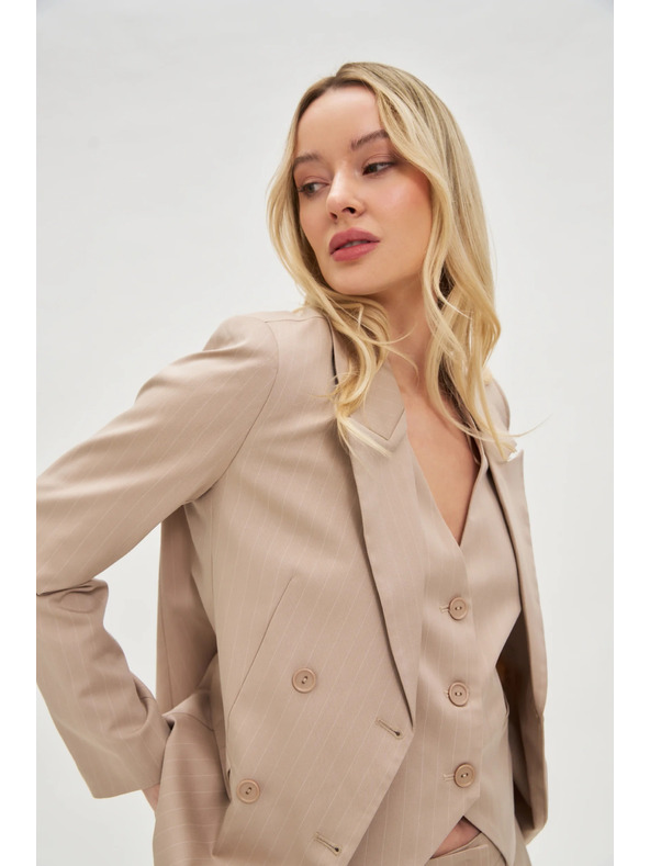 Moodo Dvostruko sako s prugama bež Moodo