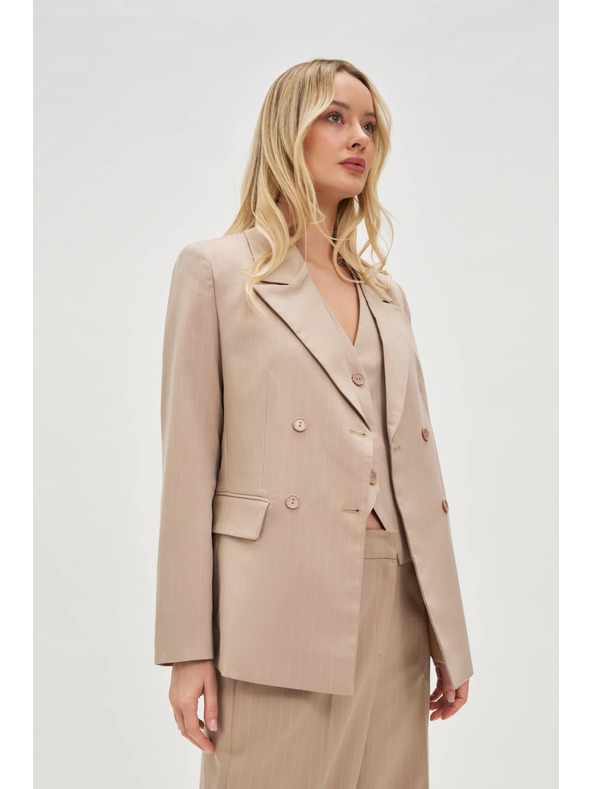 Moodo Dvostruko sako s prugama bež Moodo