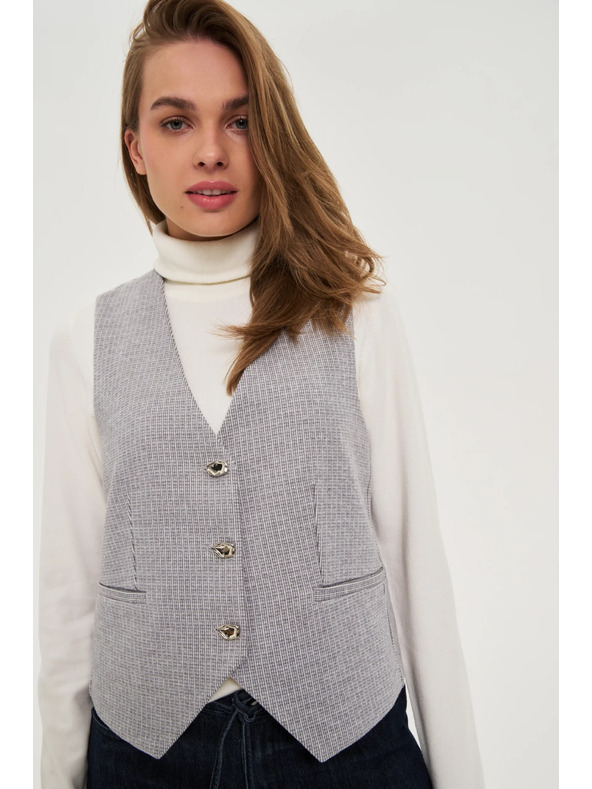 Moodo Prsluk s dekorativnim gumbima sivi Moodo