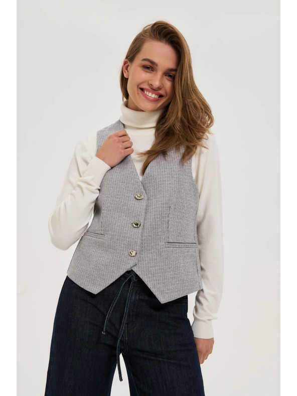 Moodo Prsluk s dekorativnim gumbima sivi Moodo