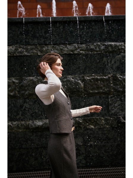 Moodo Elegantni prsluk tamno bež Moodo