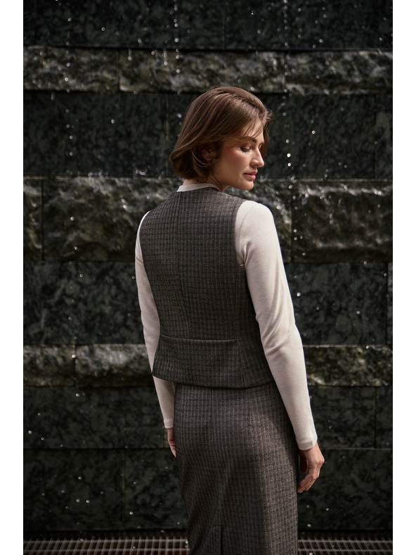 Moodo Elegantni prsluk tamno bež Moodo