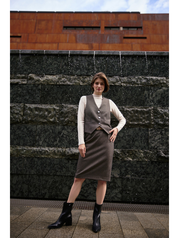 Moodo Elegantni prsluk tamno bež Moodo