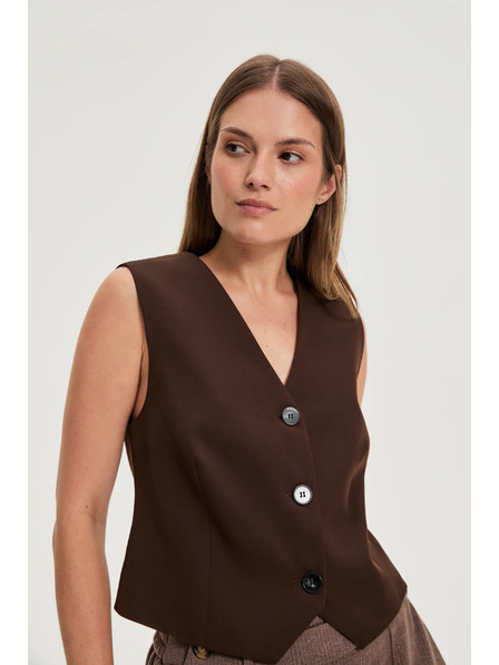 Moodo Elegantni prsluk smeđi Moodo