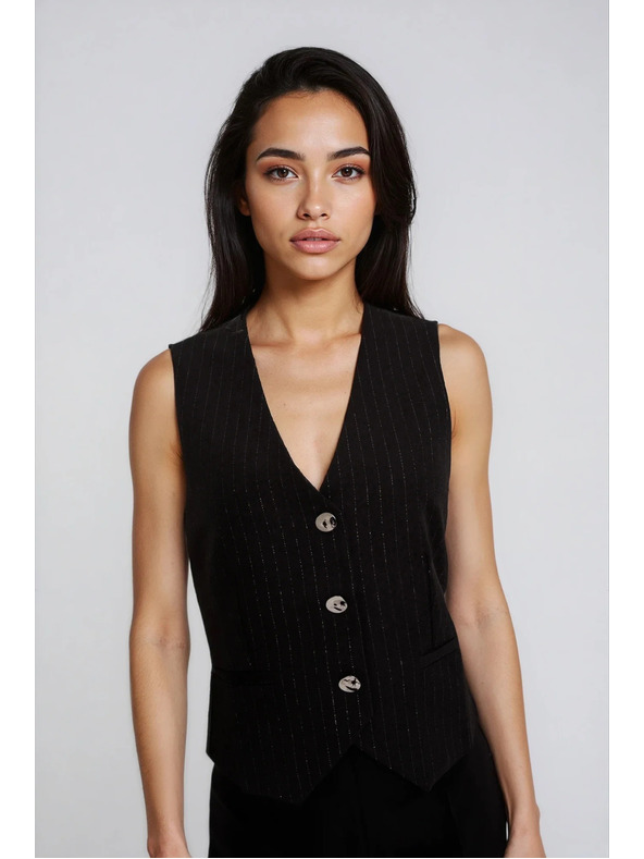 Moodo Prsluk s dekorativnim gumbima crni Moodo