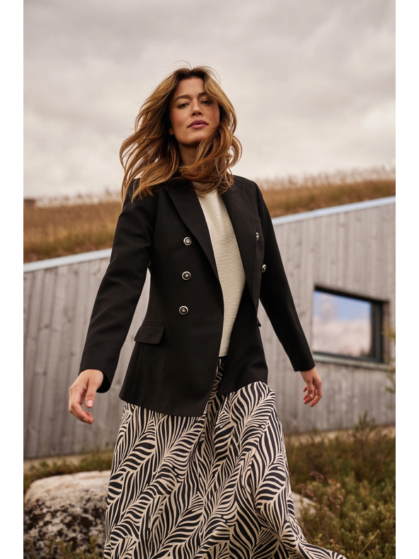 Moodo Sako s ukrašenim gumbima crni Moodo