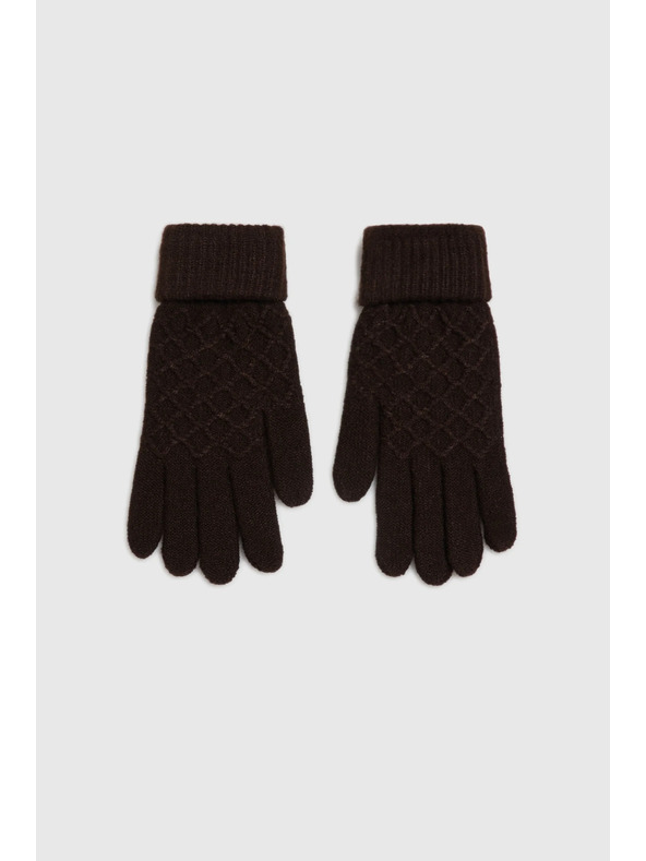 Moodo Smeđe pletene rukavice Moodo