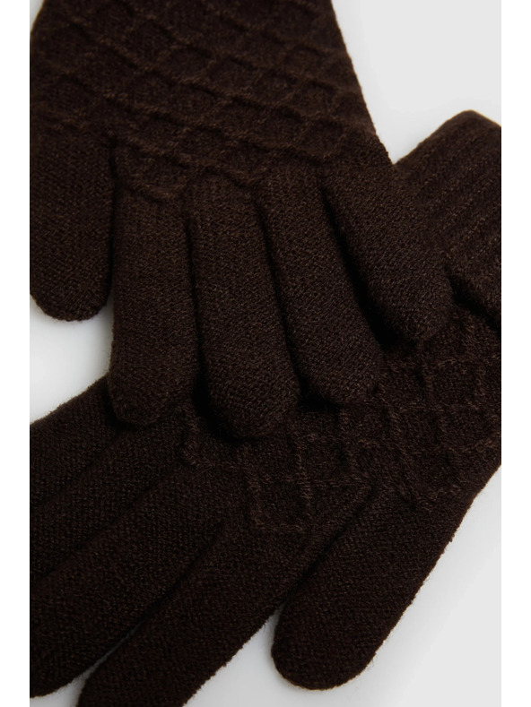 Moodo Smeđe pletene rukavice Moodo