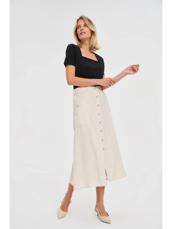 Moodo Lanena midi suknja bež Moodo