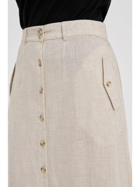 Moodo Lanena midi suknja bež Moodo