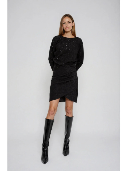 Moodo Crna nabrana suknja Moodo