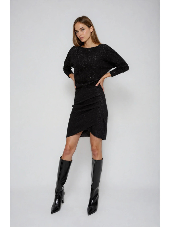 Moodo Crna nabrana suknja Moodo