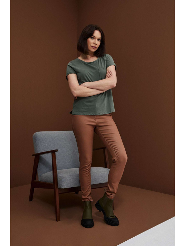 Moodo Voskirane uske smeđe hlače Moodo