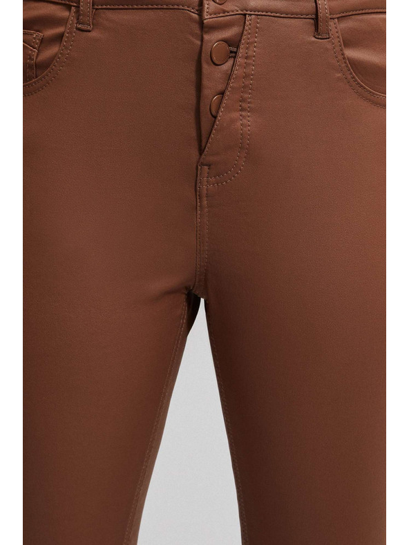 Moodo Voskirane uske smeđe hlače Moodo