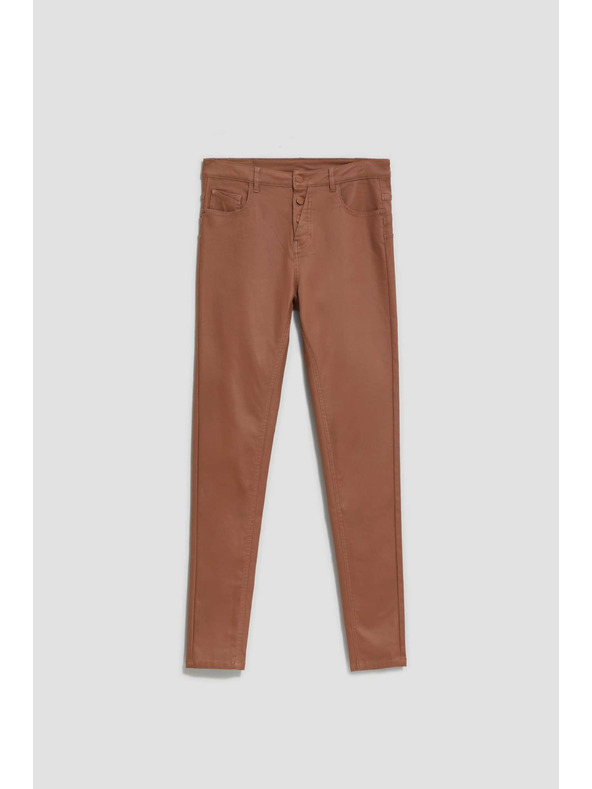 Moodo Voskirane uske smeđe hlače Moodo