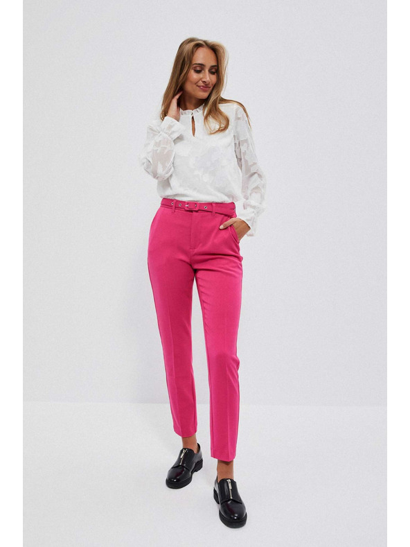 Moodo Ružičaste uske hlače s pojasom Moodo