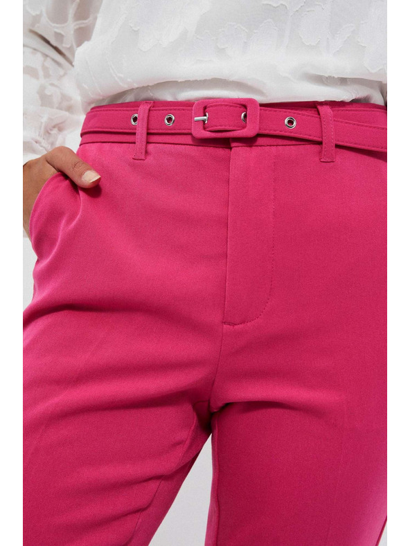 Moodo Ružičaste uske hlače s pojasom Moodo
