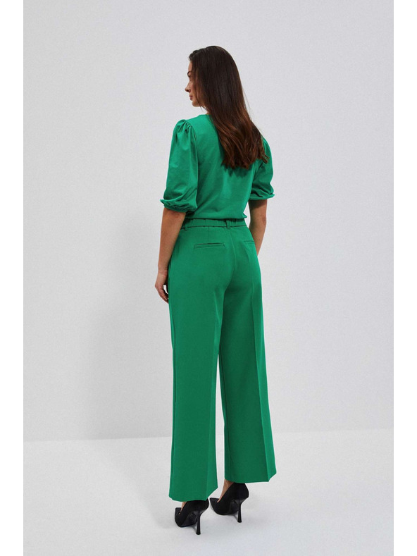 Moodo Zelene hlače širokih nogavica Moodo