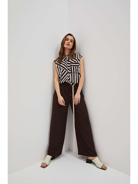 Moodo Tamnosmeđe hlače s širokim nogavicama Moodo