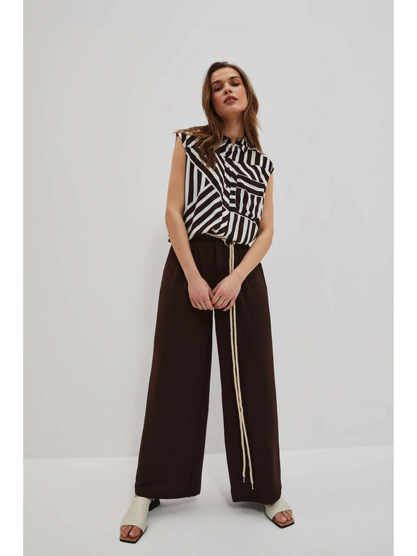 Moodo Tamnosmeđe hlače s širokim nogavicama Moodo