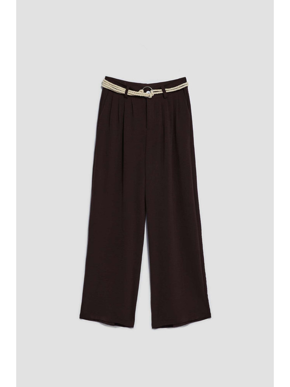 Moodo Tamnosmeđe hlače s širokim nogavicama Moodo