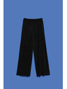 Moodo Crne hlače s širokim nogavicama od rebrasto strukturiranog materijala Moodo