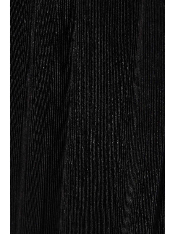 Moodo Crne hlače s širokim nogavicama od rebrasto strukturiranog materijala Moodo