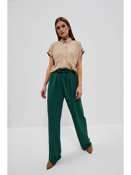 Moodo Malakit zelene hlače s širokim nogavicama Moodo