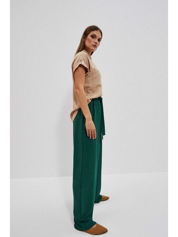 Moodo Malakit zelene hlače s širokim nogavicama Moodo