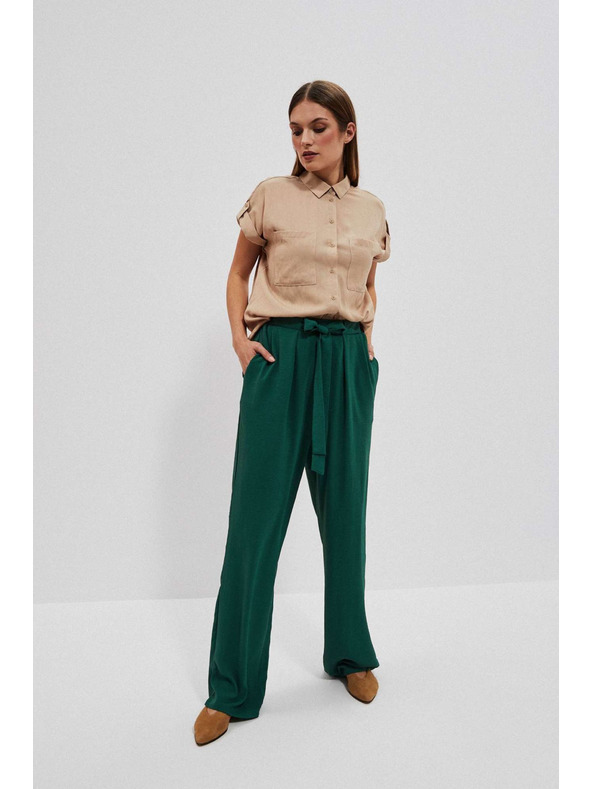 Moodo Malakit zelene hlače s širokim nogavicama Moodo