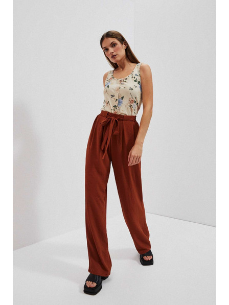 Moodo Smeđe hlače s širokim nogavicama Moodo