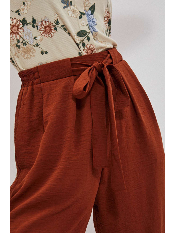 Moodo Smeđe hlače s širokim nogavicama Moodo