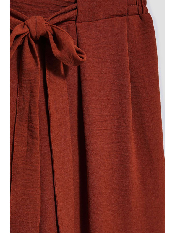 Moodo Smeđe hlače s širokim nogavicama Moodo