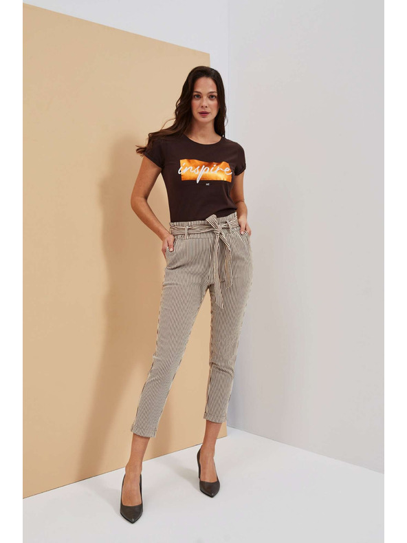 Moodo Prugaste hlače s pojasom u struku Moodo