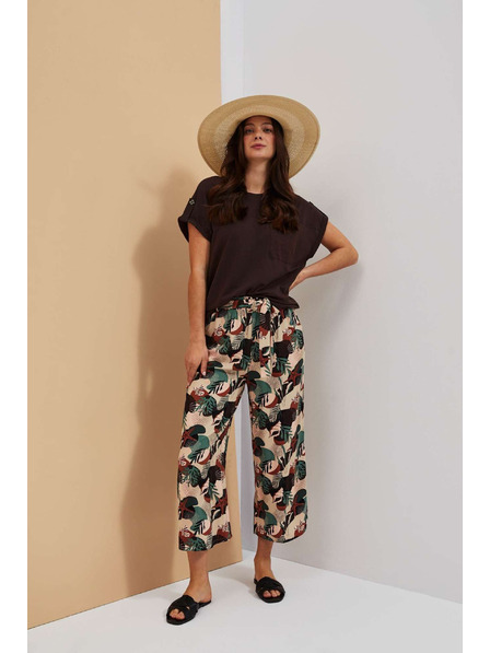 Moodo Prugaste kullotes hlačice tamno bež boje Moodo