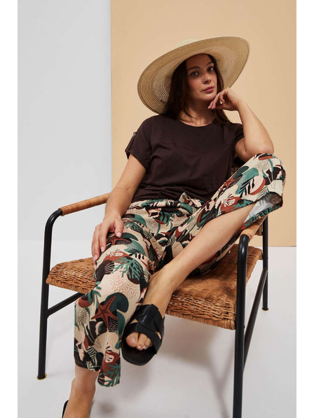 Moodo Prugaste kullotes hlačice tamno bež boje Moodo