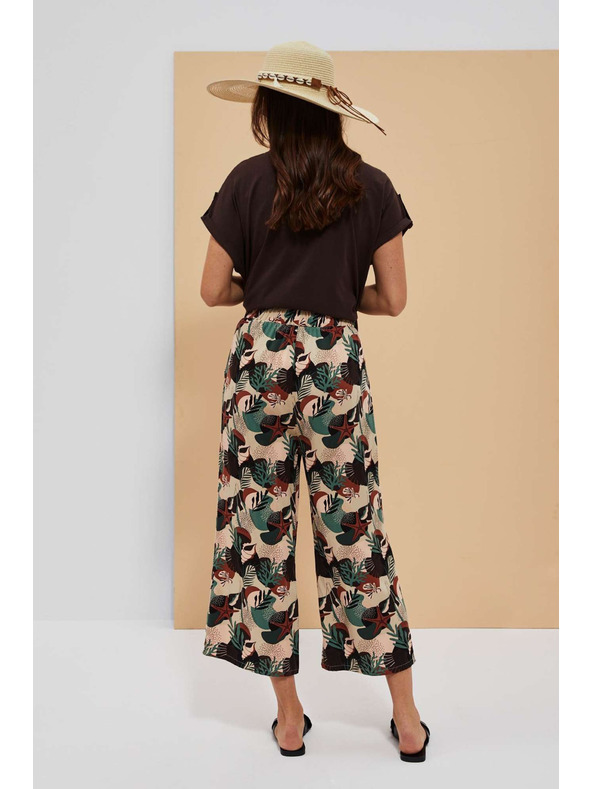 Moodo Prugaste kullotes hlačice tamno bež boje Moodo