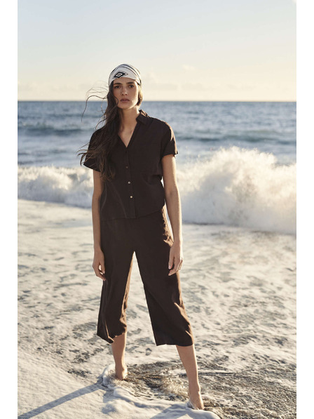 Moodo Tamnosmeđe hlačo-suknje s gumicom u struku Moodo