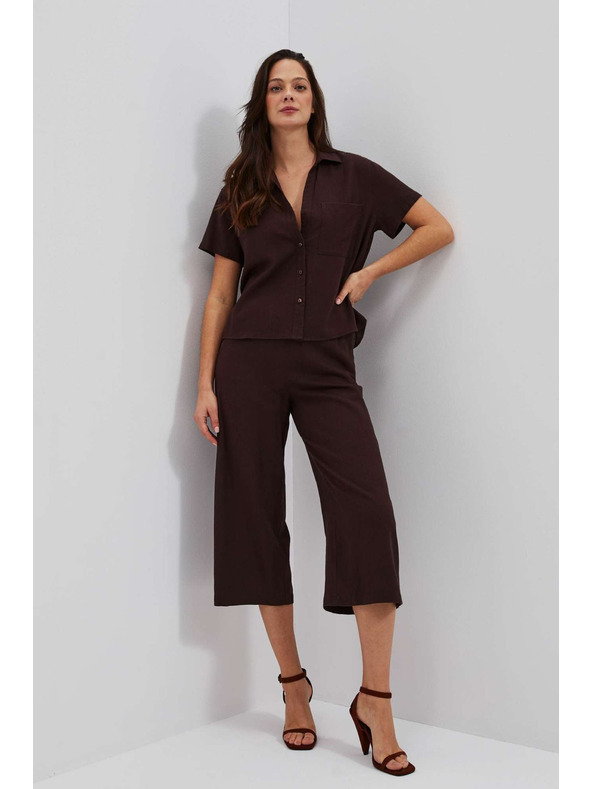 Moodo Tamnosmeđe hlačo-suknje s gumicom u struku Moodo