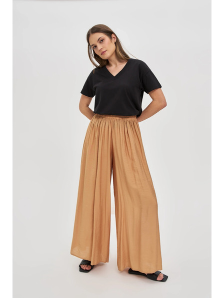 Moodo Viskozne hlače s širokim nogavicama bež boje Moodo