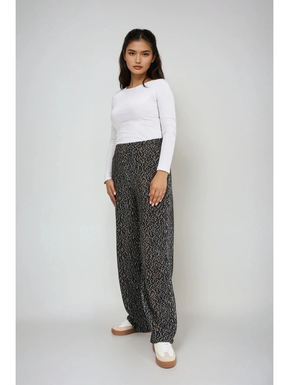 Moodo Crne hlače s leopard uzorkom Moodo