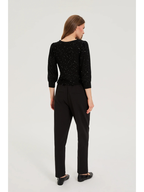 Moodo Crne hlače sa strukturom i ravnim nogavicama Moodo