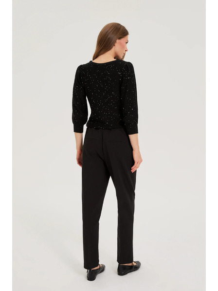 Moodo Crne hlače sa strukturom i ravnim nogavicama Moodo