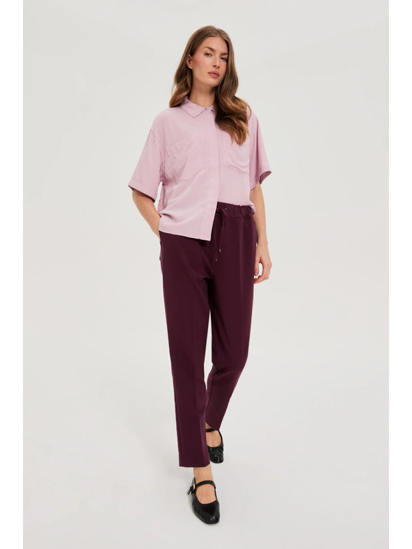 Moodo Bordo hlače sa strukturom i ravnim nogavicama Moodo