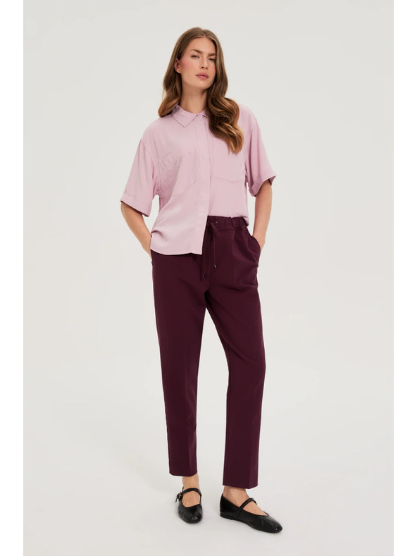Moodo Bordo hlače sa strukturom i ravnim nogavicama Moodo
